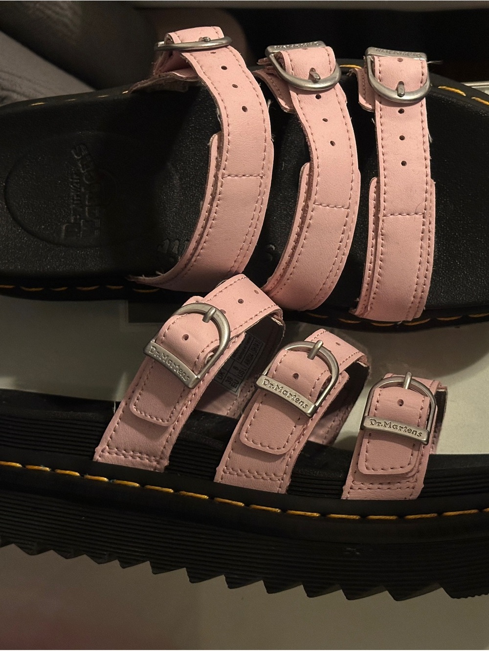 Dr. Martens Pink Triple-Strap Sandals